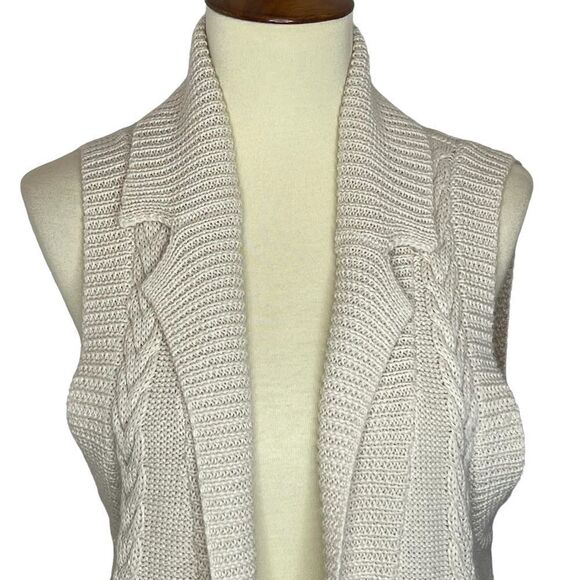 ORVIS cable knit sweater vest button front beige size S - Picture 2 of 10